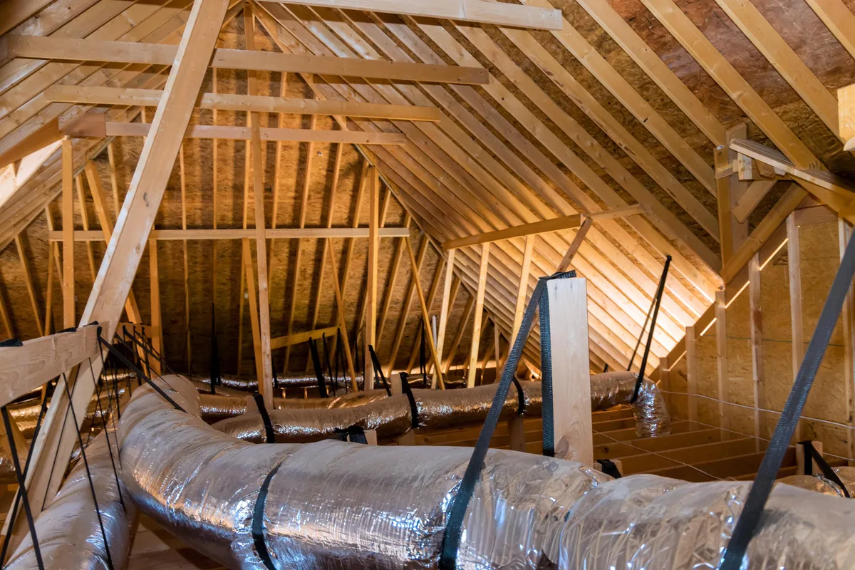 Attic ductwork on a real job site